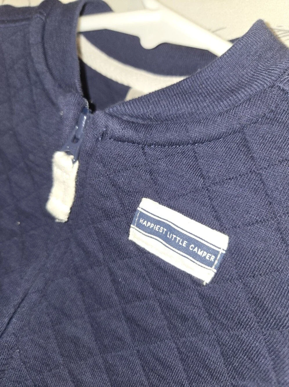 Carter's Navy Quilted Zip Front Hoodie Happiest Little Camper